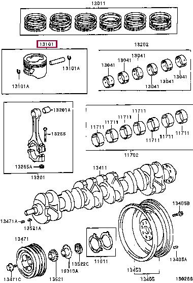 Toyota 13103-66020 Поршень с кольцами, комплект 1310366020: Отличная цена - Купить в Украине на EXIST.UA! 1310366020 Toyota Поршень с кольцами, комплект