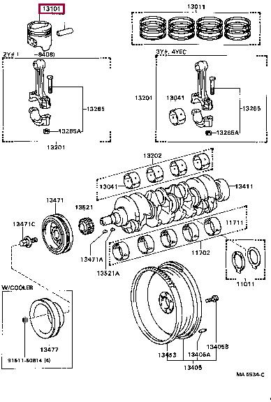 Toyota 13103-73030 Поршень с кольцами, комплект 1310373030: Отличная цена - Купить в Украине на EXIST.UA! 1310373030 Toyota Поршень с кольцами, комплект
