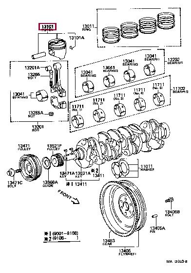 Toyota 13103-74080 Поршень с кольцами, комплект 1310374080: Отличная цена - Купить в Украине на EXIST.UA! 1310374080 Toyota Поршень с кольцами, комплект