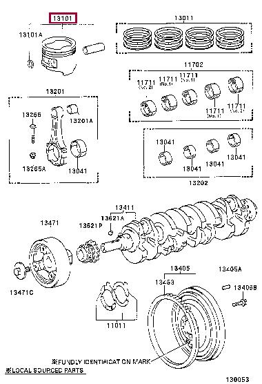 Toyota 13103-76060 Поршень с кольцами, комплект 1310376060: Отличная цена - Купить в Украине на EXIST.UA! 1310376060 Toyota Поршень с кольцами, комплект