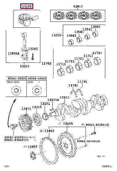 13103B1060 Toyota Поршень с кольцами, комплект