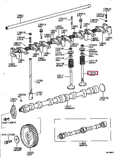1371556010 Toyota Клапан выпускной
