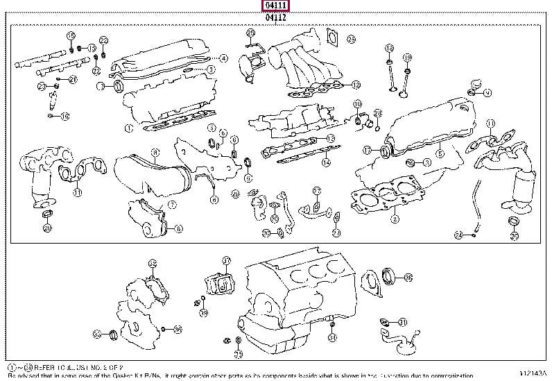 041110A040 Toyota Прокладки двигателя, комплект