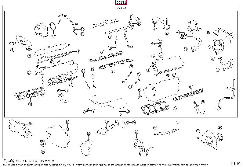 041110F050 Toyota Прокладка двигуна, комплект