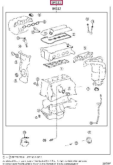 Toyota 04111-0H261 Прокладка двигуна, комплект 041110H261: Приваблива ціна - Купити в Україні на EXIST.UA! 041110H261 Toyota Прокладка двигуна, комплект