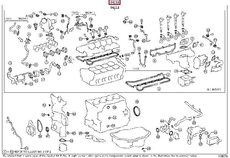 Toyota 04111-0R181 Прокладка двигуна, комплект 041110R181: Приваблива ціна - Купити в Україні на EXIST.UA! 041110R181 Toyota Прокладка двигуна, комплект