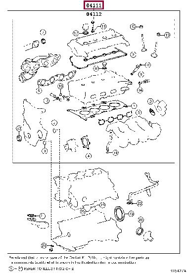 Toyota 04111-21233 Прокладка двигуна, комплект 0411121233: Приваблива ціна - Купити в Україні на EXIST.UA! 0411121233 Toyota Прокладка двигуна, комплект