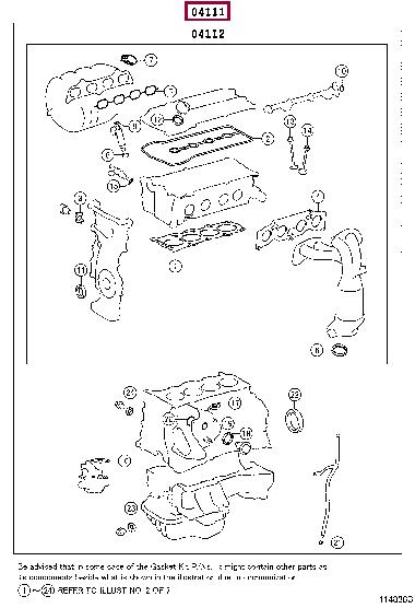 0411128953 Toyota Прокладка двигуна, комплект