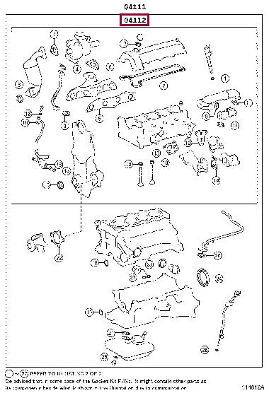 Toyota 04112-33120 Прокладки ГБЦ, комплект 0411233120: Отличная цена - Купить в Украине на EXIST.UA! 0411233120 Toyota Прокладки ГБЦ, комплект
