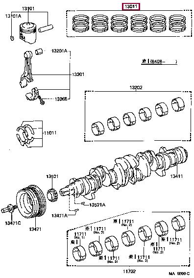 1301341015 Toyota Кольца поршневые