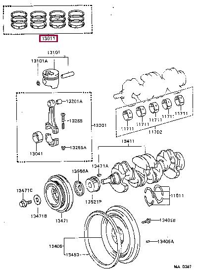 1301355011 Toyota Кольца поршневые