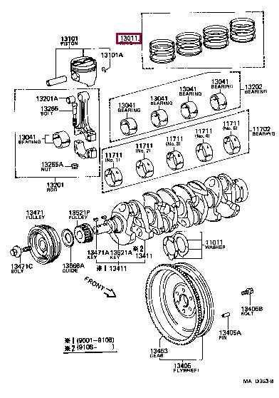 1301374290 Toyota Кольца поршневые