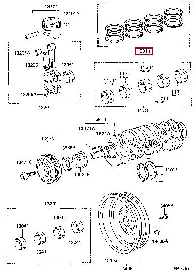 1301374320 Toyota Кольца поршневые