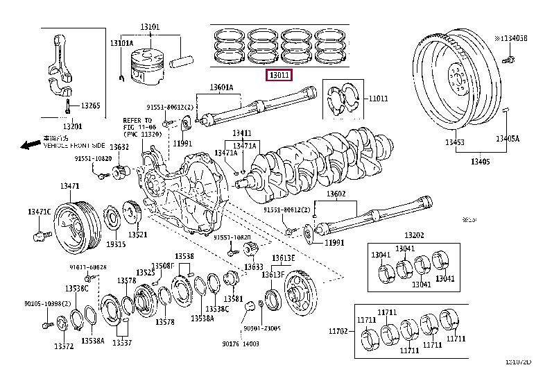 1301430150 Toyota Кольца поршневые