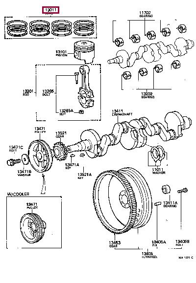 1301527020 Toyota Кольца поршневые