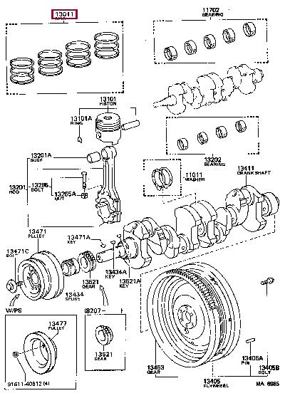 1301537050 Toyota Кольца поршневые