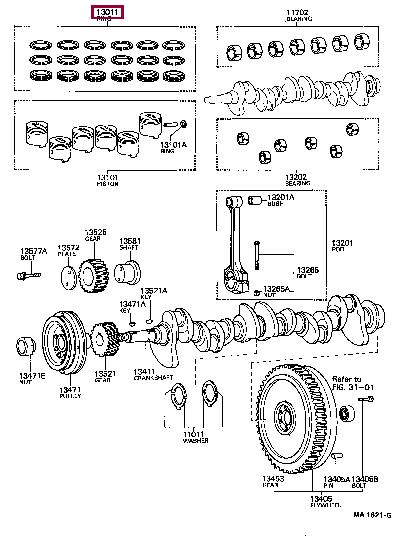 1301547023 Toyota Кільця поршневі