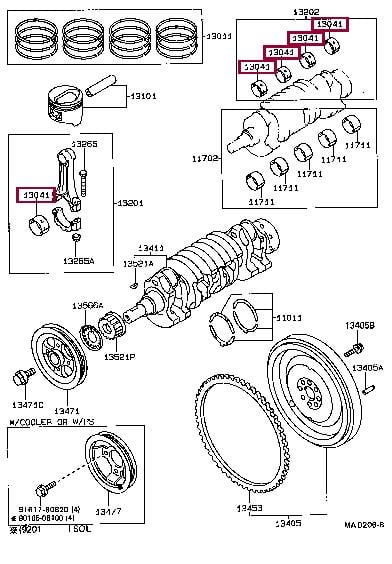 130411103002 Toyota Вкладыши шатунные