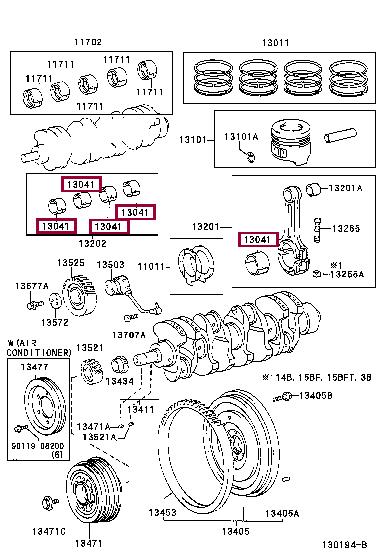 130415804001 Toyota Вкладыши шатунные
