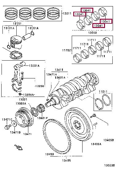 130416407304 Toyota Вкладыши шатунные