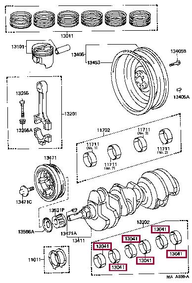 130416502003 Toyota Вкладыши шатунные