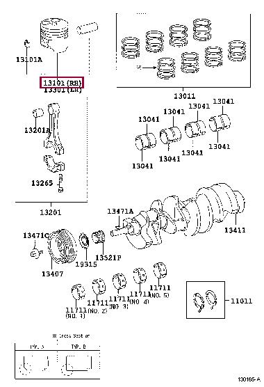 131010F03102 Toyota Поршень з кільцями, комплект