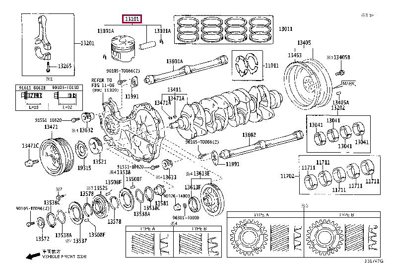 131010L11002 Toyota Поршень с кольцами, комплект