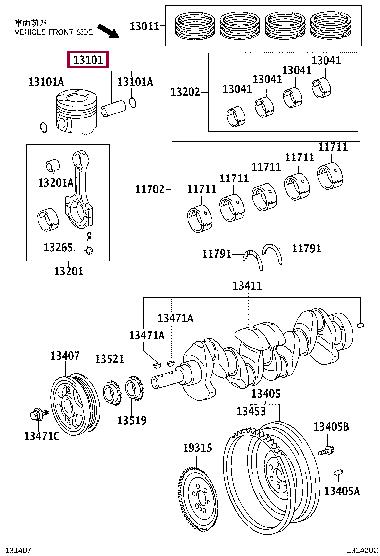131010N060A0 Toyota Поршень с кольцами, комплект