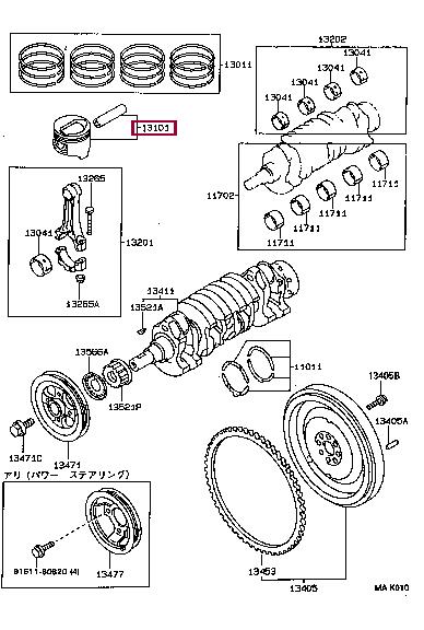 131011111101 Toyota Поршень с кольцами, комплект