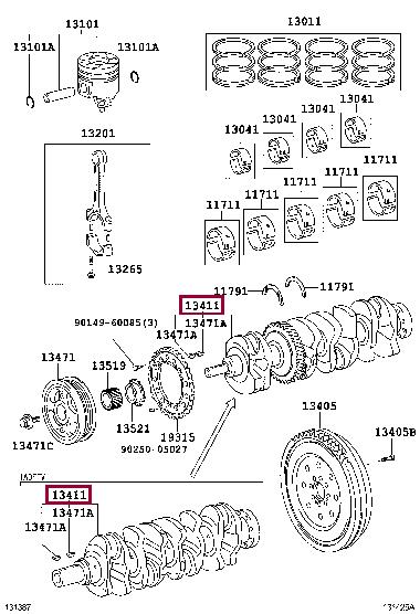 134010R011 Toyota Коленчатый вал