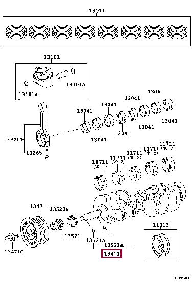134010S020 Toyota Коленчатый вал