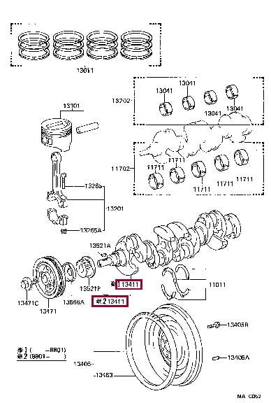 1340110020 Toyota Коленчатый вал