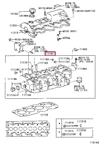 1110164303 Toyota Головка блоку циліндрів