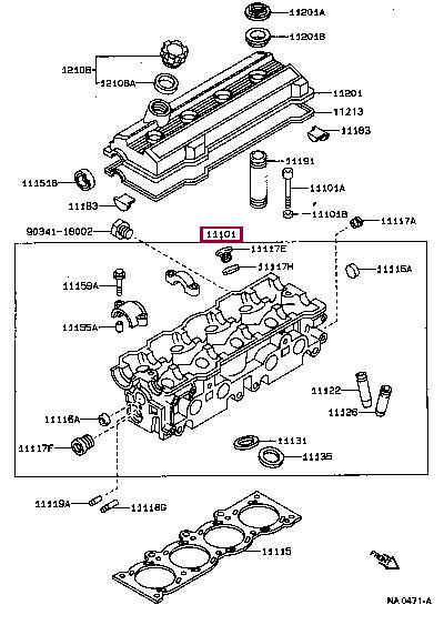 1110174901 Toyota Головка блока цилиндров