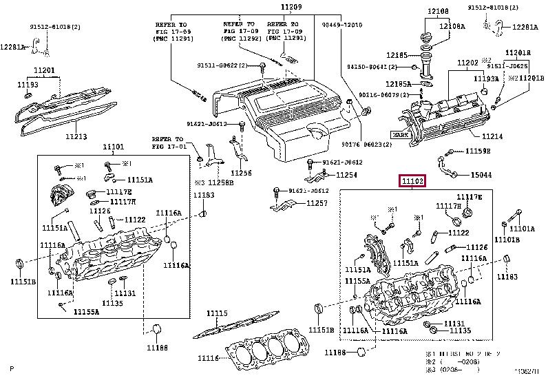 1110259095 Toyota Головка блока цилиндров