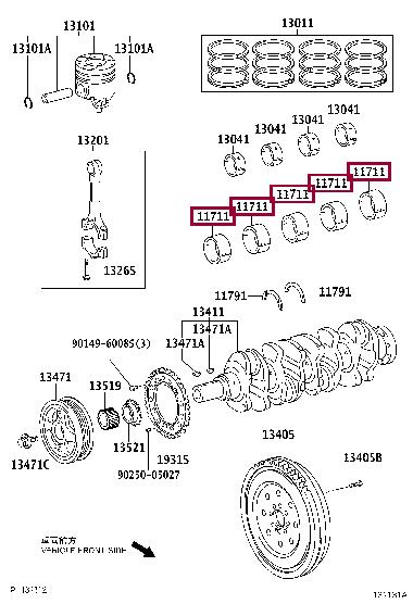 Вкладыши Toyota 11701-26010-02