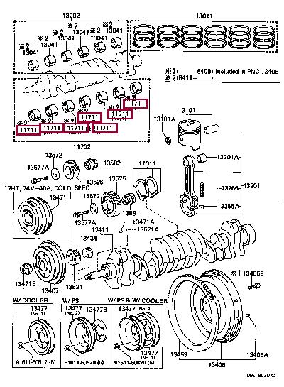 117016802002 Toyota Вкладыши коренные