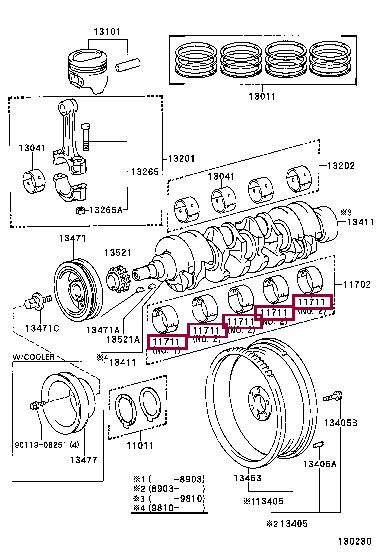 117017102001 Toyota Вкладыши вала коленчатого