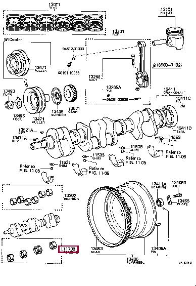 1170360012 Toyota Вкладыши вала коленчатого
