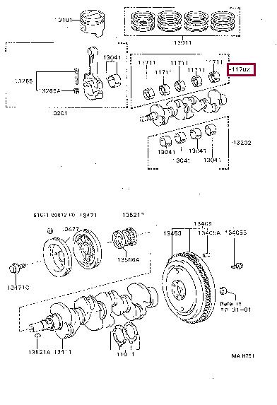 1170415011 Toyota Вкладыши вала коленчатого