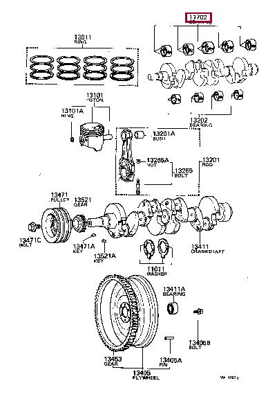 1170433011 Toyota Вкладыши вала коленчатого