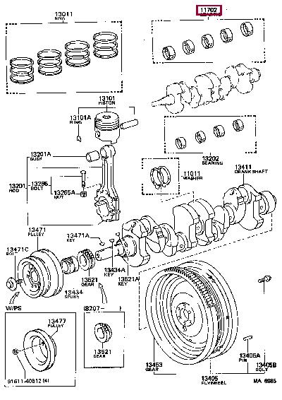 1170435040 Toyota Вкладыши вала коленчатого