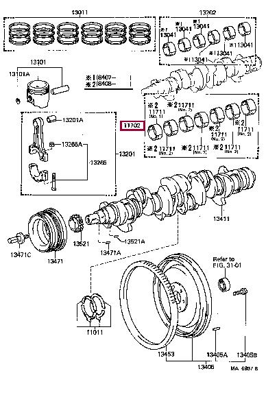 1170445011 Toyota Вкладыши вала коленчатого