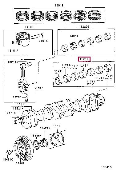 1170446040 Toyota Вкладыши вала коленчатого