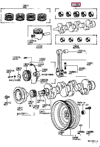 1170456010 Toyota Вкладыши вала коленчатого