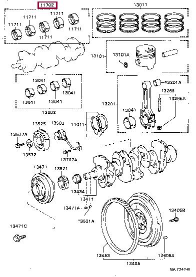 1170456020 Toyota Вкладыши вала коленчатого
