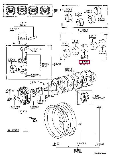 1170464050 Toyota Вкладыши вала коленчатого