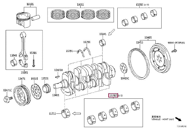 11704B1021 Toyota Вкладыши вала коленчатого
