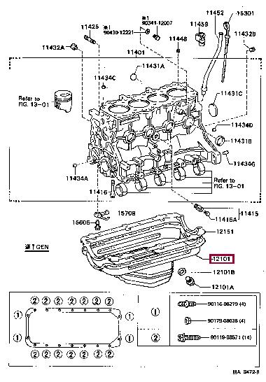 1210154222 Toyota Поддон масляный двигателя