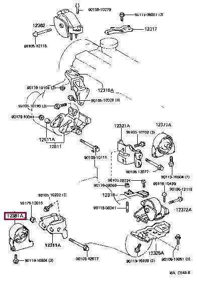 1236116180 Toyota Подушка двигателя